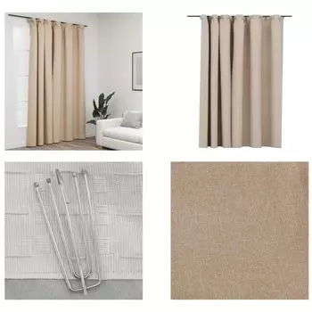 VidaXL Плотная штора с крючками Linen Look Beige 290x245 см - Шторы - Шторы - Шторы с металлическими люверсами - Шторы с металлическими люверсами, бежевый