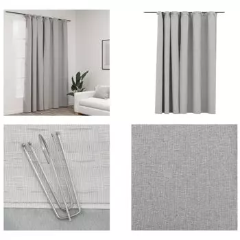 VidaXL Плотная штора с крючками Linen Look Grey 290x245 см - Шторы - Шторы - Шторы с металлическими люверсами - Шторы с металлическими люверсами, серый