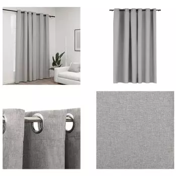 VidaXL Плотная штора с люверсами Linen Look Grey 290x245 см - Шторы - Шторы - Шторы с металлическими люверсами - Шторы с металлическими люверсами, серый