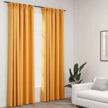 VidaXL Плотные шторы Крючки для льняных штор 2 шт. Желтые 140x245 см - Шторы - Шторы - Шторы с металлическими люверсами - Шторы с металлическими люверсами, желтый