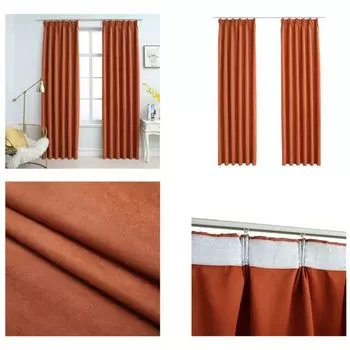 VidaXL Плотные шторы с крючками 2 шт. Ржаво-коричневый 140x225 см - Шторы - Шторы - Шторы с металлическими люверсами - Шторы с металлическими люверсами, серо-коричневый