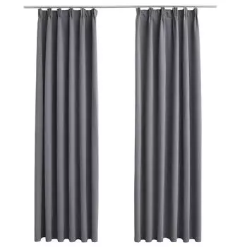 VidaXL Плотные шторы с крючками 2 шт. Серые 140х175см.