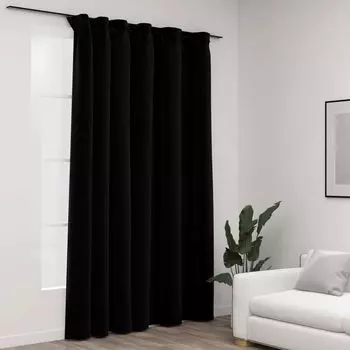 VidaXL Плотные шторы с крючками, льняные черные, 290x245см - Шторы - Шторы - Шторы с металлическими люверсами - Шторы с металлическими люверсами, черный