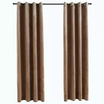 VidaXL Плотные шторы с люверсами 2 шт. Бархатные бежевые 140x245 см
