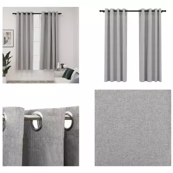 VidaXL Плотные шторы с люверсами Льняной вид 2 шт. Серые 140x175 см - Шторы - Шторы - Шторы с металлическими люверсами - Шторы с металлическими люверсами, серый