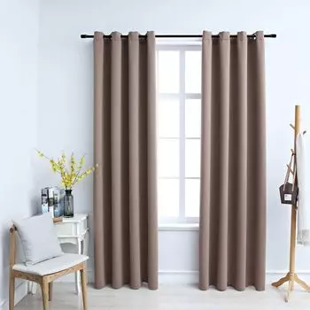 VidaXL Плотные шторы с металлическими люверсами 2 шт. Серо-коричневые 140x225см - Шторы - Шторы - Шторы с металлическими люверсами - Шторы с металлическими люверсами, серо-коричневый