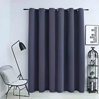 VidaXL Плотные шторы с металлическими люверсами Антрацит 290 x 245 см - Шторы - Шторы - Шторы с металлическими люверсами - Шторы с металлическими люверсами, серый