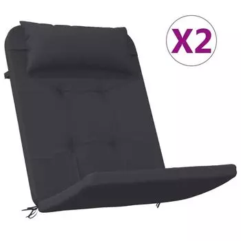 VidaXL Подушечки Adirondack 2 шт. Ткань Оксфорд черного цвета., черный