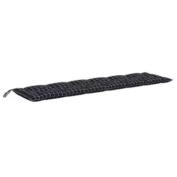 VidaXL Подушка для садовой скамейки, черная клетка с узором 150x50x7 см, ткань Оксфорд, черный