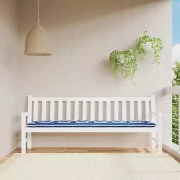 VidaXL Подушка для садовой скамейки Синие и белые полосы 200x50x7 см Ткань - Подушка для садовой скамейки - Подушки для садовой скамейки - Подушка для садовой скамейки - Подушка для сиденья садовой скамейки