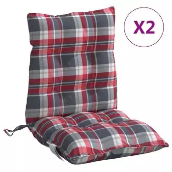 VidaXL Подушки для нижней части спины, комплект из 2 шт. ткани Оксфорд в красную клетку