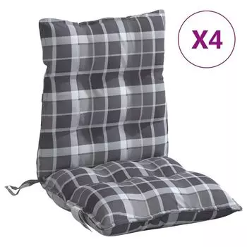 VidaXL Подушки для нижней части спины, набор из 4 шт., ткань Оксфорд в серую клетку, серый