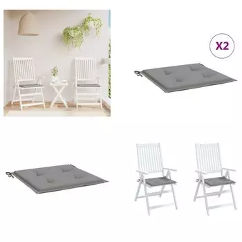 VidaXL Подушки для садового стула 2 шт. Серый 40x40x3 см Ткань Оксфорд - Подушки на стул - Подушки на стул - Подушки - Уличные подушки