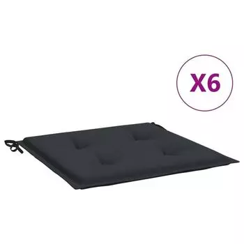 VidaXL Подушки для садового стула 6 шт Черный 40x40x3 см Ткань Оксфорд