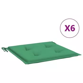 VidaXL Подушки для садового стула 6 шт Зеленый 40x40x3 см Ткань Оксфорд