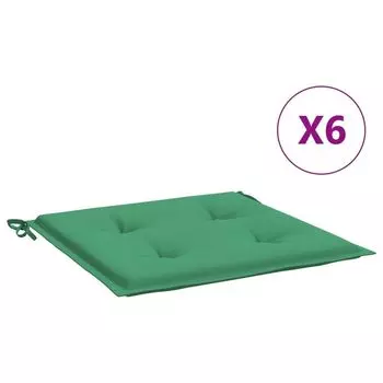 VidaXL Подушки для садового стула 6 шт Зеленый 50x50x3 см Ткань Оксфорд