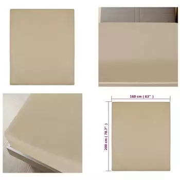 VidaXL Простыня Джерси Taupe 160x200 см Хлопок - Простыня Джерси - Постельное белье - Простыня - Простыня на резинке