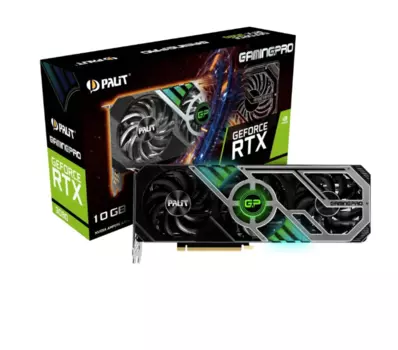 Видеокарта Palit NVIDIA GeForce RTX 3080, PA-RTX3080 GAMINGPRO 10G V1 LHR, 10ГБ, GDDR6X, LHR, Ret NED3080019IA-132AA