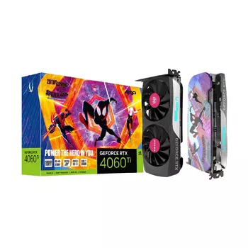 Видеокарта ZOTAC GeForce RTX 4060 Ti AMP SPIDER-MAN Edition, 16 ГБ, черный
