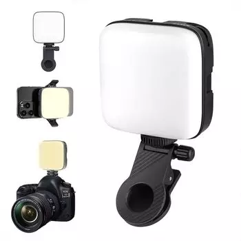 Видеолампа с зажимом, мини-видеолампа с 3 режимами освещения, 64 светодиода для фотосъемки с аккумулятором емкостью 2000 мАч Welikera