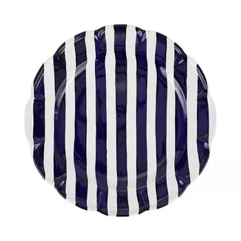 VIETRI Круглое блюдо в полоску Amalfitana, синий