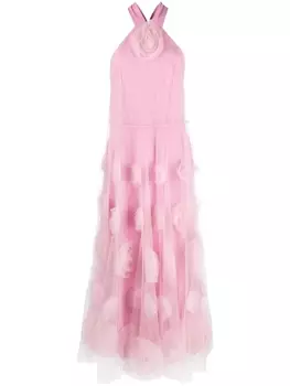 Viktor & Rolf платье макси из тюля с цветочным принтом, розовый