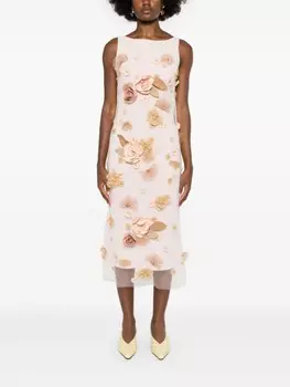 Viktor & Rolf платье миди с цветочной аппликацией, розовый