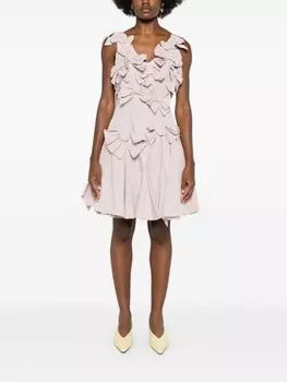 Viktor & Rolf платье с V-образным вырезом и цветочной аппликацией, розовый