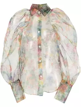 Viktor & Rolf прозрачная рубашка с цветочным принтом, зеленый