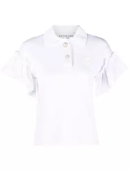 Viktor & Rolf рубашка поло с оборками на рукавах, белый