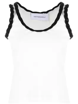Viktor & Rolf топ с плетеной отделкой, белый