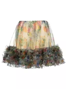 Viktor & Rolf юбка мини Blooming Summer с оборками, желтый