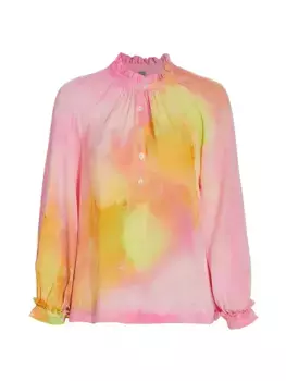 Викторианская шелковая блузка с принтом тай-дай Raquel Allegra, цвет pink cosmos