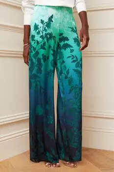 Виктория и Альберта | брюки широкого кроя с узором Love & Roses, синий