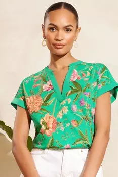 Виктория и Альберта | футболка из джерси с v-образным вырезом и короткими рукавами Love & Roses, зеленый