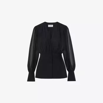 Вильгельмина шифоновая блузка с v-образным вырезом Malina, черный