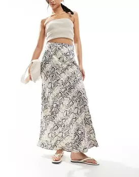 Vila 2013 Атласная юбка макси с фиолетовым узором