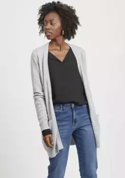 Вила Кардиган "VIRIL OPEN L/S KNIT CARDIGAN - NOOS", в расстегнутом виде Vila, серый