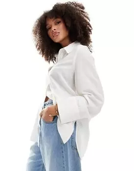 Vila – Кремовая рубашка с широкими рукавами из смесового льна