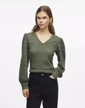 Вила Топ с длинными рукавами в лавровом венке Vila