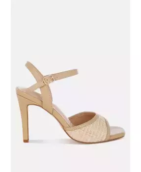Vilasta Raffia Square Toe Stiletto Heels – туфли-лодочки на шпильке с квадратным мысом из рафии London Rag, белый