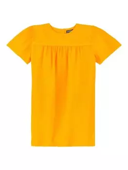 Vilebrequin Kids однотонное льняное платье, оранжевый