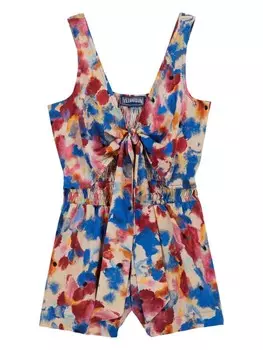 Vilebrequin Kids ромпер без рукавов с цветочным принтом, синий
