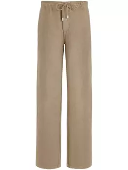 Vilebrequin льняные брюки прямого кроя, нейтральный цвет
