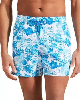 Vilebrequin Moorea Tahiti Flowers эластичные плавки с внутренним швом 4,5 дюйма, синий