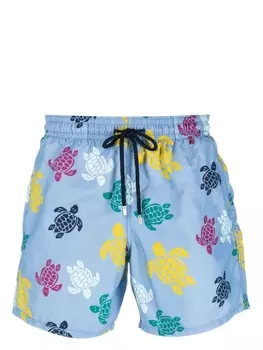 Vilebrequin плавки-шорты с кулиской и принтом, синий