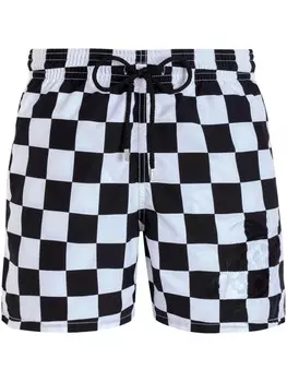 Vilebrequin шорты для плавания Damier в клетку, белый