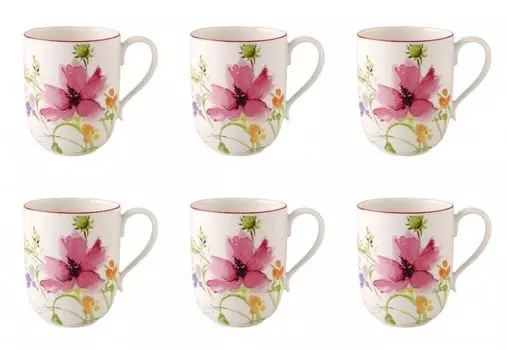 Villeroy & Boch Mariefleur Базовый набор из 6 чашек овального фарфора для латте макиато, белый