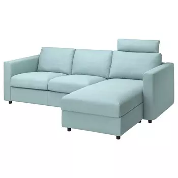 ВИМЛЕ 3-местный диван + диван, с подголовником Саксемара/голубой VIMLE IKEA