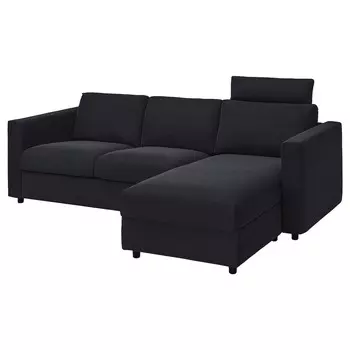 ВИМЛЕ 3-местный диван + диван, с подголовником Саксемара/чёрно-синий VIMLE IKEA
